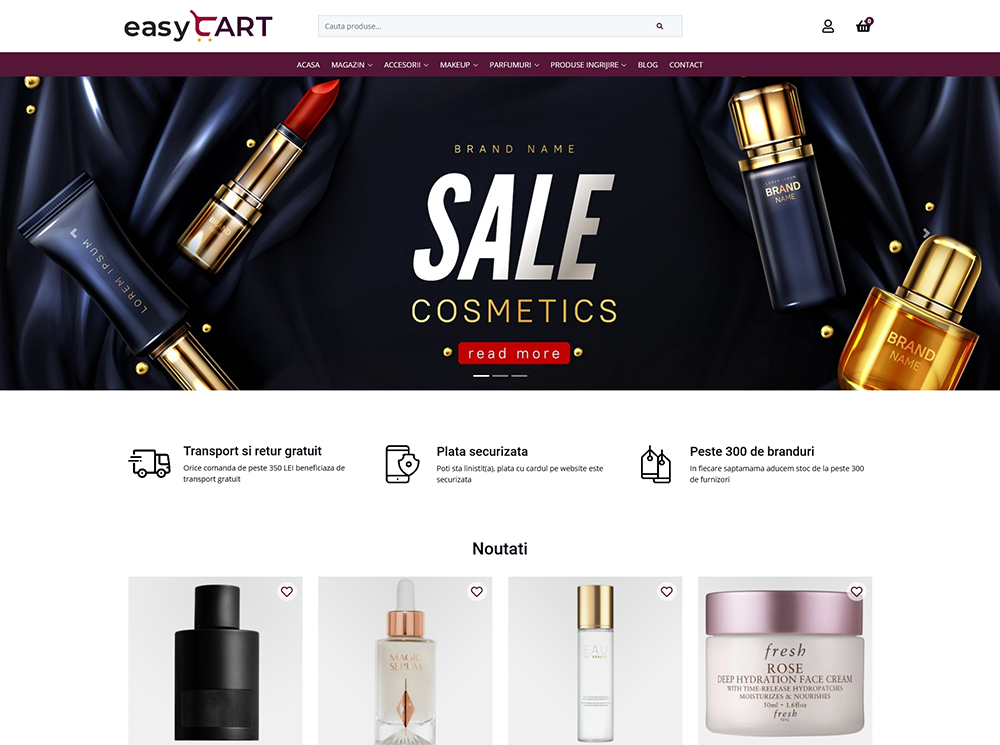 demo creare magazin online produse cosmetice