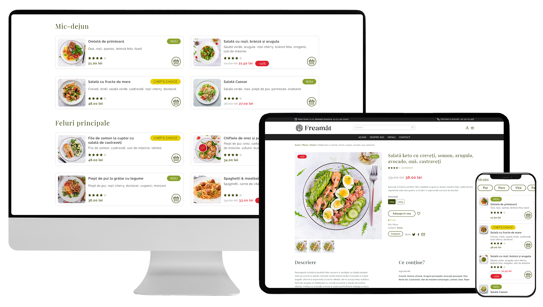 Solutia eCommerce pentru restaurante online vizualizare dispozitive