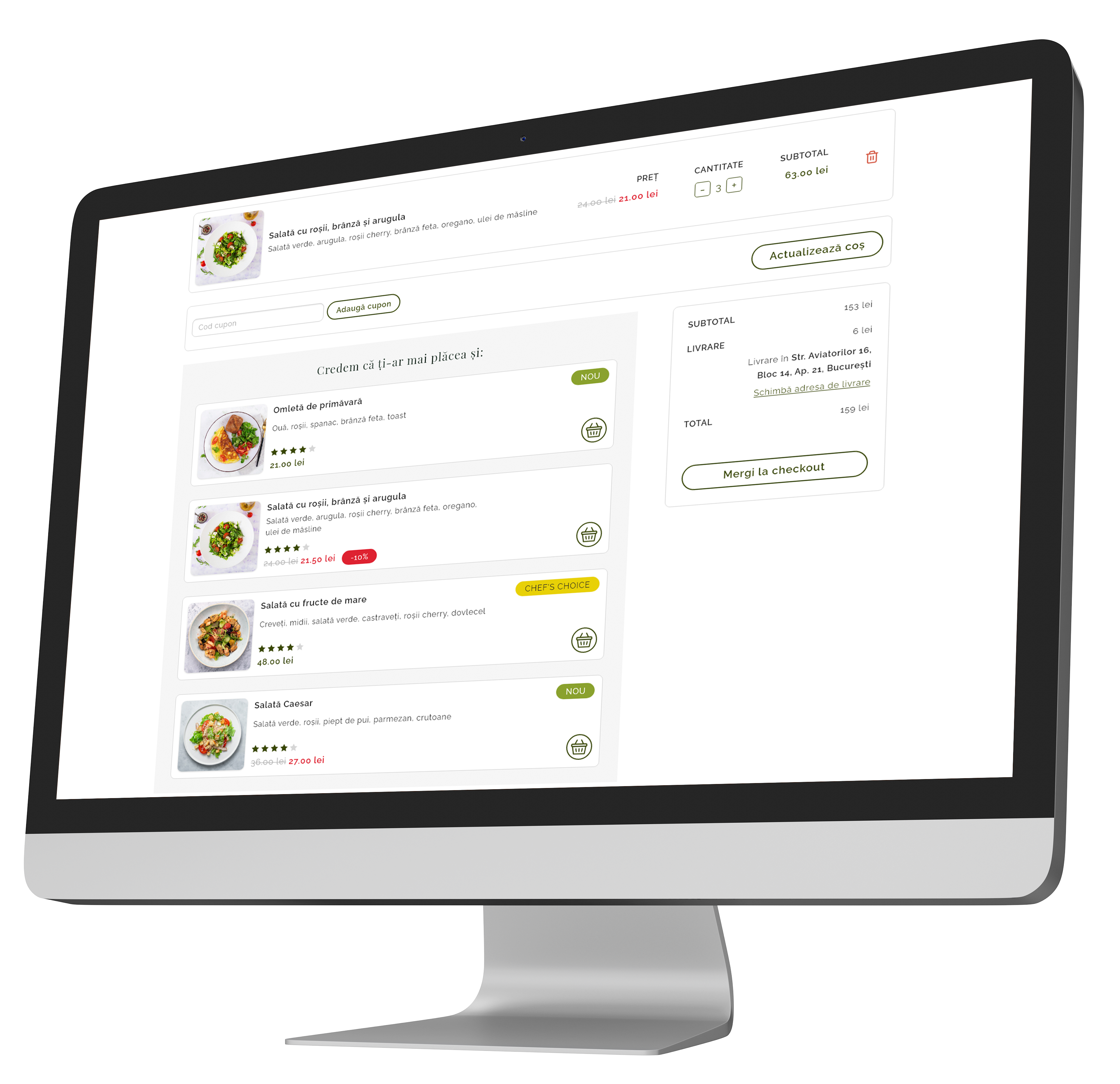 Cum arata solutia eCommerce pentru restaurante online pe calculator desktop