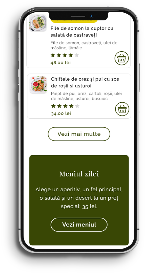 Solutia eCommerce pentru restaurante online pe telefon